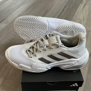 Adidas White Barricade Tennis Shoes